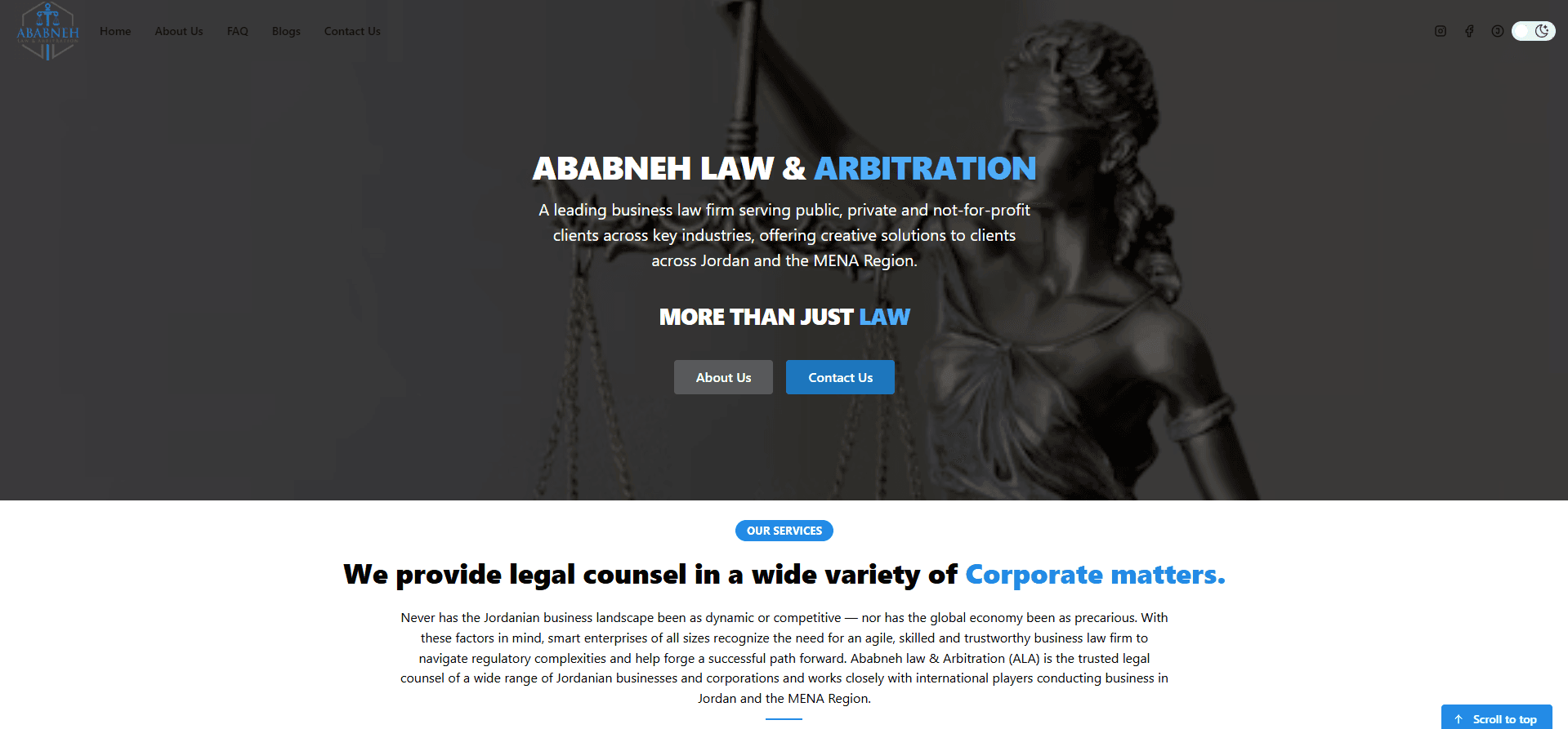 Showcase of the Ababneh & Associates website project