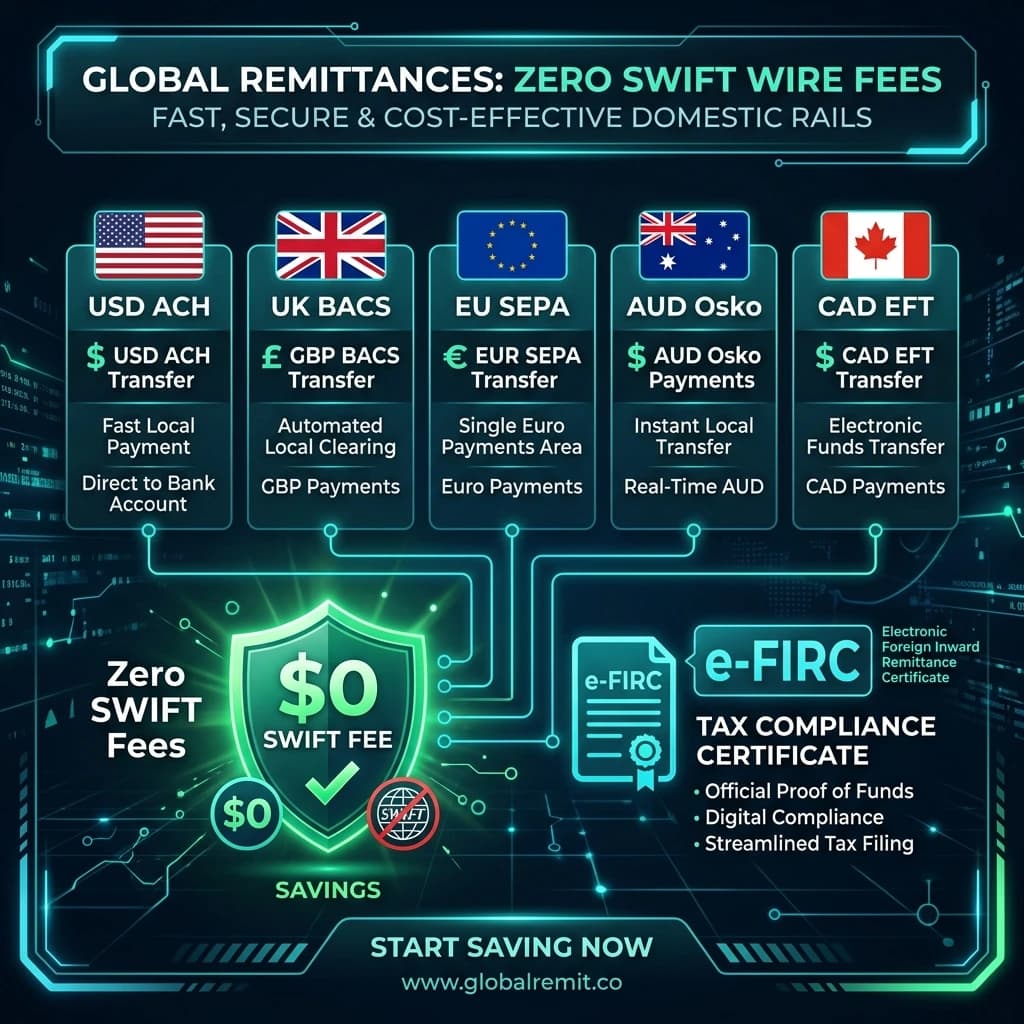 Zero SWIFT Fees Global Bank Remittance Infrastructure for Australian Clients