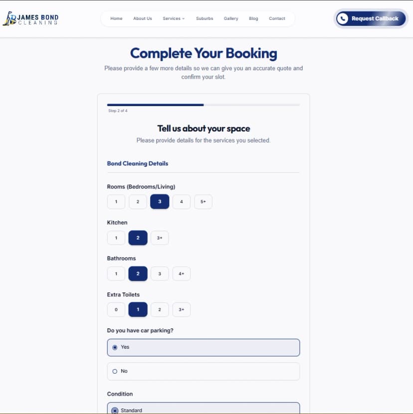 Booking Stage 02 - Space Details