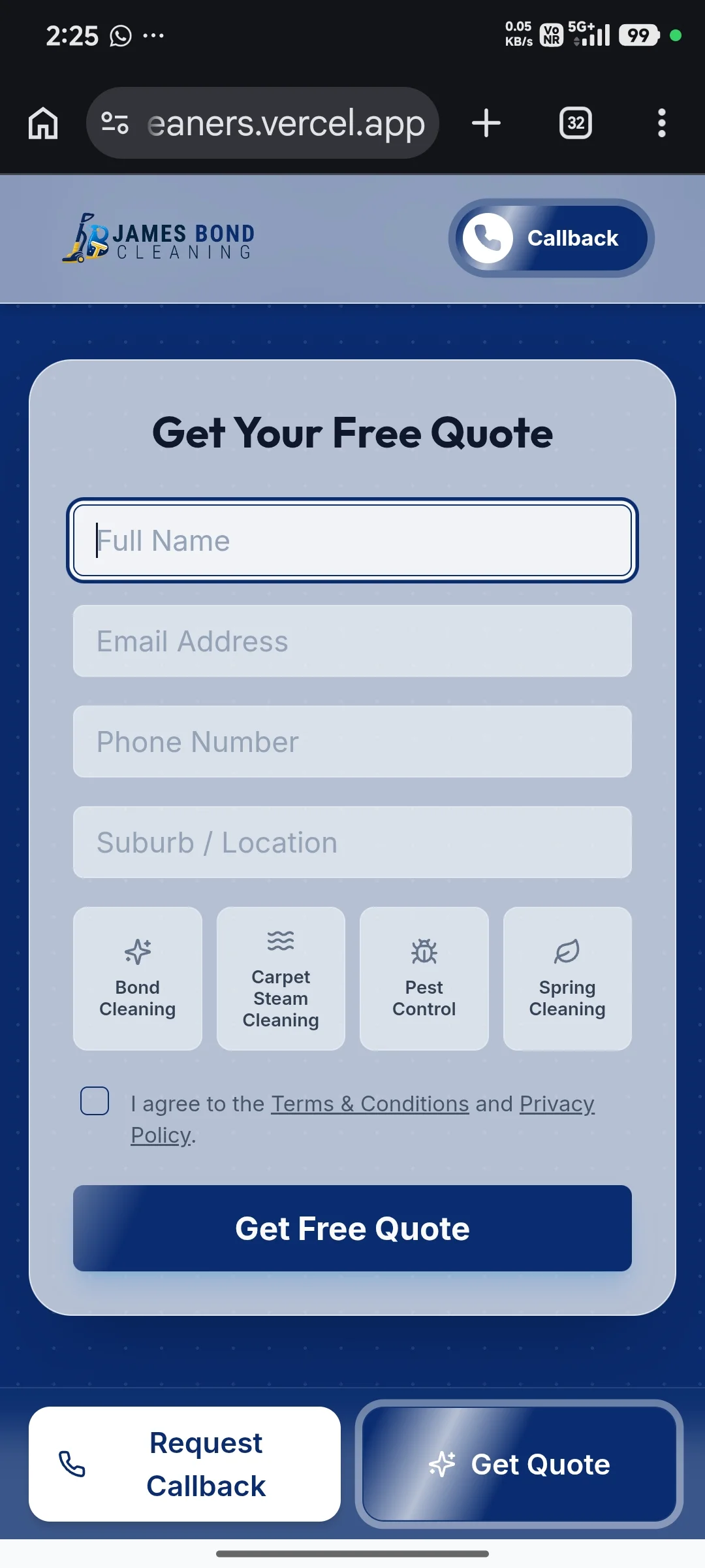 Mobile-First Touch Optimized Booking Form