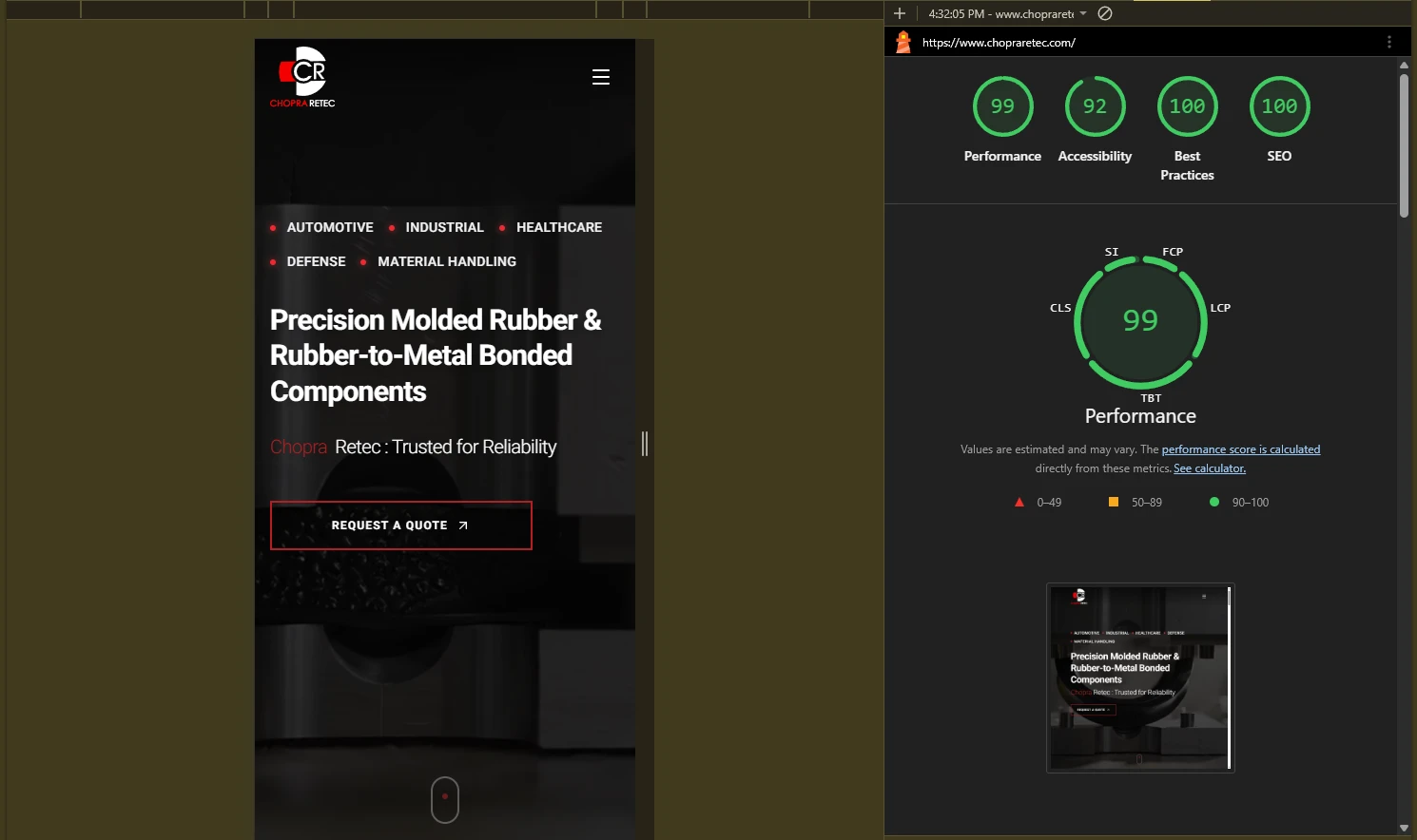 Empirical Speed Proof: Verified 99 Performance & 100 SEO Audit on Next.js Enterprise Architecture